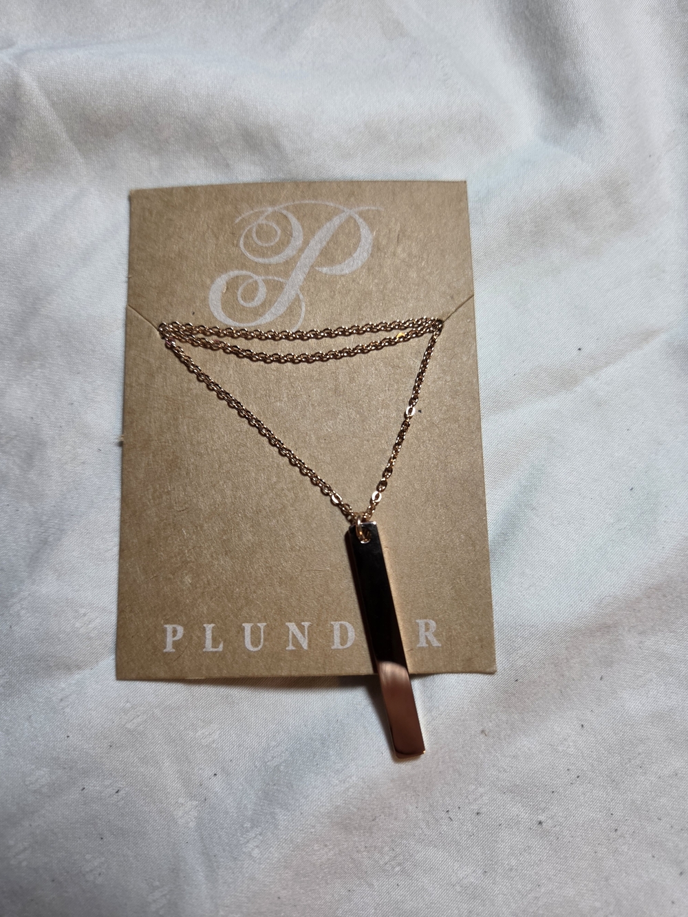 Plunder Rose Gold Bar Pendant Layered Necklace